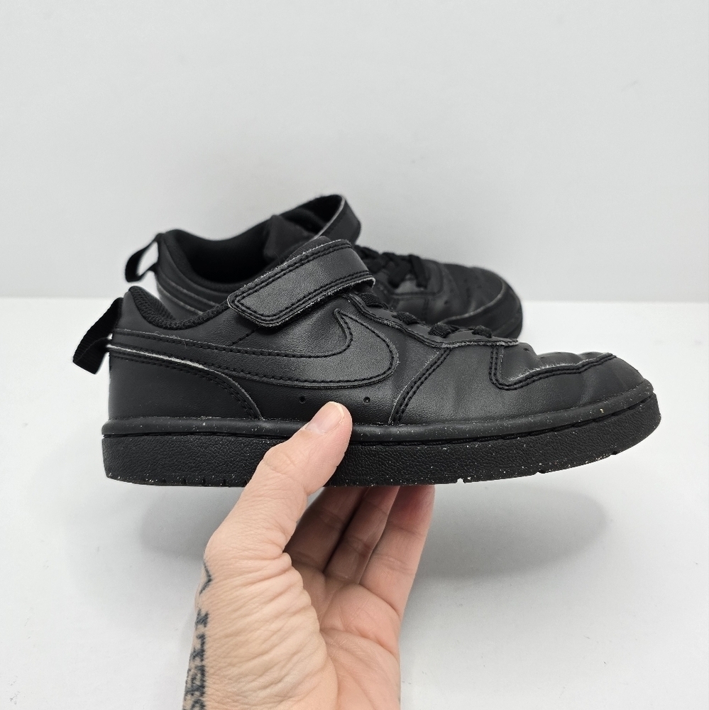 Nike | Court Borough black leather sporty low-top sneakers | Toddler 12.5 - Picture 3 of 11